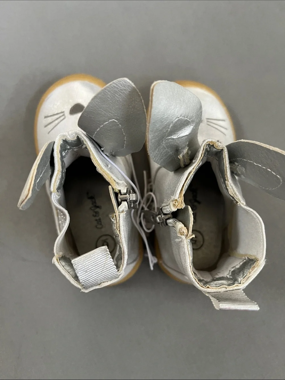 Cat & Jack Silver Bunny Ear Toddler Ankle Boots